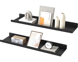 SONGMICS - Wandplank - Metalen Wandplanken Set van 2 - Industrieel Design - Voor Slaapkamer Keuken Badkamer Woonkamer