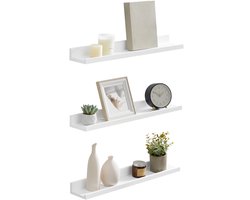 SONGMICS - Wandplank - Wandplank Set van 2 - Zwevend Rek - Voor Fotolijsten en Boeken - Voor Woonkamer Slaapkamer Bad Keuken