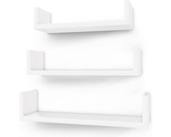 Songmics Wandplank Wit - Set Van 3 Witte Wandkasten - Kubusplank - Wandkastje