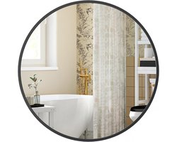 SONGMICS Wandspiegel, spiegel rond, Ø 40,7 cm badkamerspiegel, metalen frame, eenvoudige montage, modern, voor badkamer, woonkamer, slaapkamer, hal, entree, inktzwart
