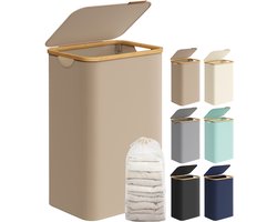 SONGMICS - Wasmand - Opklapbaar Deksel - Afneembare Waszak - Bamboe Handgrepen