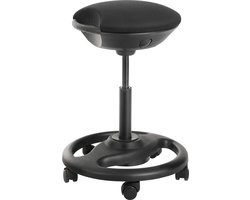 SONGMICS werkkruk, ergonomische werkkruk, wielkruk, draaistoel op wielen, extra grote zitting, 10° kantelbaar, in hoogte verstelbaar, werkkamer, kantoor, dik kussen, zwart OSC06BK