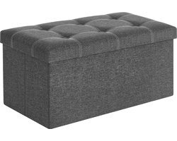 SONGMICS Zitbank met opbergruimte, zitkist, zitkruk, opvouwbaar, 76 x 38 x 38 cm, bekleding van imitatie linnen, voor slaapkamer, hal, woonkamer, donkergrijs LSF001G01