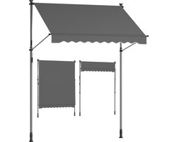 SONGMICS - Zonnescherm - Klemmarkies voor Balkon - Hoogte Verstelbaar - Met Handmatige Sluiting - Zonwering voor Terras Tuin