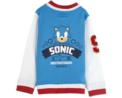 Sonic Vest Jongens – Game Sweater met Opdruk – Blauw/Wit Jasje voor Stoere Kids