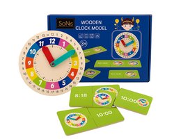 SoNis - Leren Klokkijken - Leerklok voor Kinderen - Rekenspel - Analoog en Digitaal - Educatief Speelgoed - Leerklok - Houten Klok - Educatieve Klok - Montessori