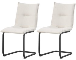 Sonja fauteuil set van 2 in crème - Moderne stoelen met metalen frame - 89cm