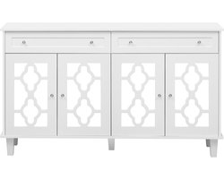 SONNENH Dressoir met spiegeldeuren - Wit - 2 laden en 4 deuren - 140 x 40 x 83 cm