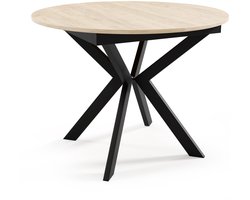 Sonoma Ronde Uitschuifbare Eettafel Ø100-138 cm – Houten Look – Industrieel & Scandinavisch Design – Metalen Frame – Kleine Eettafel 4 Personen – Uitschuifbaar – Eetkamertafel Rond