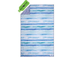 SooBluu - Sneldrogende handdoek reishanddoek strandlaken - Duurzaam gemaakt van gerecycled plastic (rPET) tot microvezel handdoek  -  dames en heren - compact lichtgewicht dun badlaken - absorberend - zandvrij - bont  100x160 - blauw wit