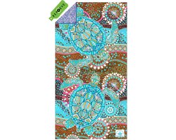 SooBluu - Sneldrogende handdoek XL reishanddoek strandlaken voor dames - Duurzaam gemaakt van gerecycled plastic rPET tot Microvezel Strandhanddoek - TURTLE - dun lichtgewicht en compact - 100x190