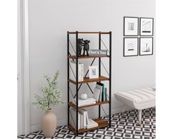 Soof&Tess Boekenkast - Walnoot kleur - Opbergrek Met 5 Planken - Woonkamer - Slaapkamer 32 x 60 x 150 cm - Open Planken - Voor Kantoor