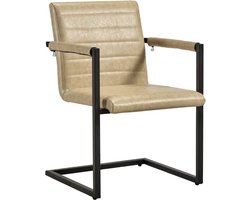 Soof&Tess - Cossato Eetkamerstoel - Set van 4 - Beige - Kunstleer - Industrieel - Met armleuning - Easy Clean Stoffen - Hoge Kwaliteit