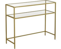 Soof&Tess - Dressoir - Tafel met Glas - 100 x 35 x 80 cm - Wandtafel & Consoletafel voor Woonkamer - Gouden Afwerking