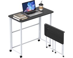 Soontrans-Bureaus-Verplaatsbare Bureaus-Inklapbaar Bureau-Opvouwbaar Bureau-Tafel-Rolbureau-Mobiel Bureau-Bureaublad met Bekerhouders-Zwart