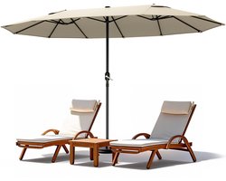 Soontrans – Dubbele Parasol 4.6x2.7 M – UV Bescherming 50+ & Waterdicht – XXL Duo-Parasol – Tuin en Terras – Tuinparasol – Strandparasol – Parasol Zonder Voet – Kaki