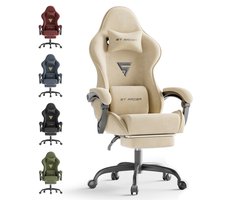 Soontrans Ergonomische Gamingstoel Met Hoofdsteun en Voetsteun Gaming Stoel Van Stof, Gamerstoel Hoogwaardige PC - Stoel Verstelbare Gaming Chair Comfortabele Gamestoel Van Stof, Ideaal Voor Gamen op Kantoor, Rijst