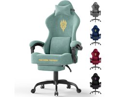 Soontrans - Gamingstoel Ergonomische - Gamingfauteuil Bureaustoel -Voetsteun - Hoofdsteun - Lendensteun - Ademende Fluwelen Stof -ideaal voor Lange Gaming- en Werksessies - Groen