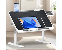 Soontrans Opvouwbare Laptoptabel In Hoogte Verstelbare Laptoptabel Met Lade + LED + Ventilator Draagbaar Bureau Voor op Bed Met Ergonomische Kantelhoek，Hoek Kan Vrij Worden Aangepast Voor Bank, Vloer, Bed, Buiten - Zwart