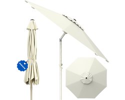 Soontrans - Parasol 300 cm, Tuinparasol met Kantelbaar, Balkonparasol UPF 50+ - Stokparasol 38 mm Aluminium Frame, Draagbare Terrasparasol - Marktparasol Waterdicht - Strandparasol - Slingerparasol voor Terrassen, Balkons en Zwembaden - Wit