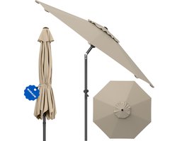 Soontrans - Parasol 300 cm, Tuinparasol met Kantelbaar, Balkonparasol UPF 50+ - Stokparasol 38 mm Aluminium Frame, Draagbare Terrasparasol - Marktparasol Waterdicht - Strandparasol - Slingerparasol voor Terrassen, Balkons en Zwembaden - Bruin