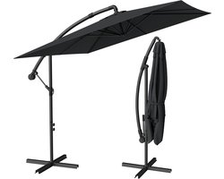Soontrans - Zweefparasol Kantelbaar - 2.5m Parasol - Tuinparasol met voet - Balkonparasols Aluminium Frame - Strandparasols Polyester - Vierkant Zweefparasol -Voor Tuin Terras Balkon - Donkergrijs