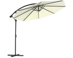 Soontrans - Zweefparasol Kantelbaar - 3.5m Parasol - Tuinparasol met voet - Balkonparasols Aluminium Frame - Strandparasols Polyester - Voor Tuin Terras Balkon - Beige