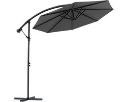 Soontrans - Zweefparasol Kantelbaar - 3m Parasol - Tuinparasol met voet - Balkonparasols Aluminium Frame - Strandparasols Polyester - Voor Tuin Terras Balkon - Donkergrijs