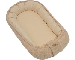 Soosie - Babynestje - Teddy Bounce Beige + Katoen - 80×46 cm - OEKO-Tex - Uitneembaar matrasje