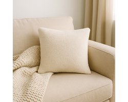 Soosie - Sierkussen Vierkant – Kussentje - Teddy Bouclé – 40×40 cm – Crème
