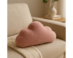 Soosie - Sierkussen Wolk – Kussentje - Teddy Bouclé – 37×58 cm – Zacht Roze