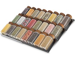 Soothe Kruidenrek Lade voor 24 Kruidenpotjes - Uitschuifbaar - 6 Set - Kruiden Organizer - Kruidenrekken - Kruidenrekje - RVS
