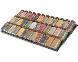 Soothe Kruidenrek Lade voor 36 Kruidenpotjes - Uitschuifbaar - 9 Set - Kruiden Organizer - Kruidenrekken - Kruidenrekje - RVS
