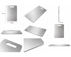 Soover RVS Snijplank Large - 34 x 23 cm - Roestvrij Staal - Hygiënisch - Duurzaam - Zilver