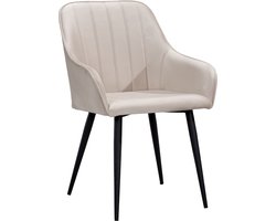 Soph & Tess - Modena Eetkamerstoel - Beige - Set van 4 - Fluweel - Velvet - Industrieel - Met armleuning