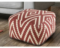 Sophia | Sitzwürfel | vintage rood | katoen | 55x37x55 cm | poef | hocker | Kruk | hockers en poefen | fluwelen poef | Wood Selections