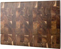 SOPHIOR Luxe Hakblok Hout - Kopshout (End Grain) - Acacia Hout - Houten Hakblok voor de Keuken - 100% Duurzaam FSC-gecertificeerd Hout - BBQ accesoires - Snijplanken - Snijplank Hout - 40cm x 30cm x 3,7cm