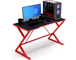 Soph&Tess Gaming Bureau - Table Game tafel - Zwart - Rood - Gaming Desk - Bureau - 119 * 59 cm