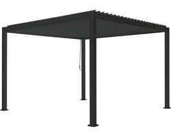 SORARA Mirador Deluxe - Luxe Moderne terrasoverkapping - Zwart Paviljoen - Aluminium - 3x3 m - Luxe Vrijstaande zonwering en tuin overkapping met kantelbare lamellen - Weerbestendig - Voor gebruik als Pergola, Carport of veranda.