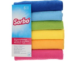 Sorbo Microvezeldoeken – Set van 6 – 40x40 cm – Multicolor – Streeploze Reiniging