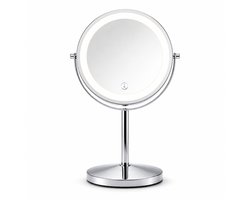 Sorelia Make up spiegel - Make-up spiegel met LED verlichting - 5x vergroting - Dimbare Touch Spiegel – 3 Lichtstanden – 360° Draaibaar – staand model