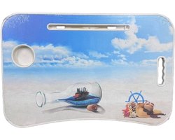 Soroh® - Laptoptafel Kinderen – Nautisch Design – Licht & Inklapbaar met Bekerhouder & Tablethouder