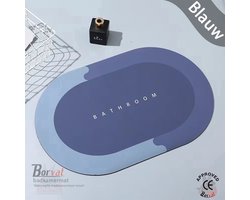 Soroh® - Super absorberende vloermat - antislip - sneldrogende -badkamermat - rubberen vloer voor thuis - gemakkelijk te reinigen - badmat voor badkuip en wastafel - 40 x 60 cm - Blauw