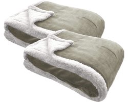 Sorprese Deluxe Plaid - 2 Stuks - 150x200 cm - Fleece Deken - Super Zacht, Warm en Donzig - Plaid voor op de Bank, Bed of Woonkamer Decoratie - Taupe - Cadeau