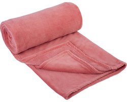 Sorprese Fleece Plaid - 150x200 cm - Fleece Deken - Super Zacht, Warm en Donzig - Plaid voor op de Bank, Bed of Woonkamer Decoratie - Oud Roze - Cadeau