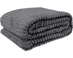 Sorprese Luxe Plaid - 150x200 cm - Fleece Deken - Super Zacht, Warm en Donzig - Plaid voor op de Bank, Bed of Woonkamer Decoratie - Antraciet - Cadeau