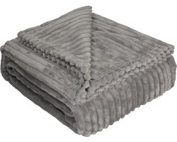 Sorprese Luxe Plaid - 150x200 cm - Fleece Deken - Super Zacht, Warm en Donzig - Plaid voor op de Bank, Bed of Woonkamer Decoratie - Grijs - Cadeau