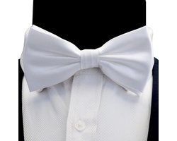 Sorprese vlinderdas - 100% zijden - wit - luxe en chique vlinderstrik - volwassenen - waterafstotend - Cadeau