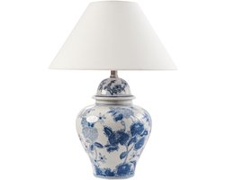 SORRAIA - Tafellamp - Wit/Blauw - Porselein/Linnen