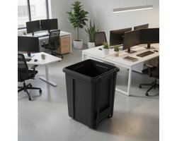 Sort & Go Extendable Trash Can | Built-in 10+10+20L Waste Bin | Integrated Double Recycling Compartment with Smooth Rails and Removable Inner Buckets | Grey & Green-Ganeey